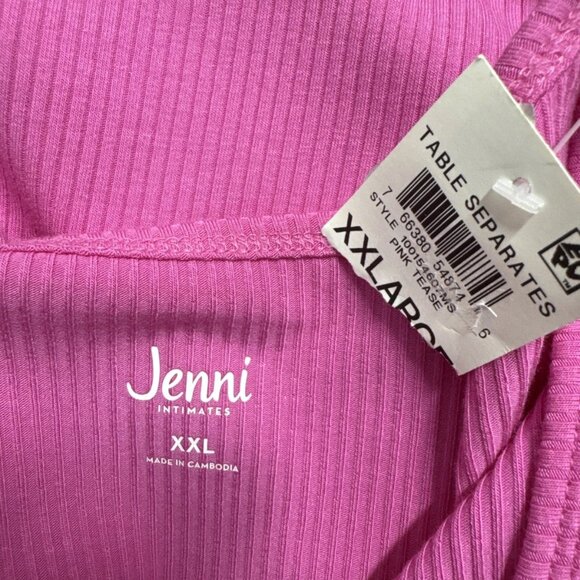 Jenni Plus Size Ribbed Short-Sleeve Top Pink XXL - Picture 3 of 4